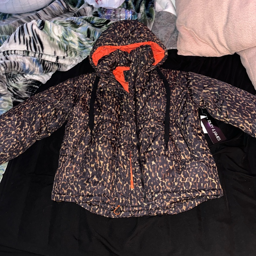Leopard Print Women's Jacket with Orange Accents